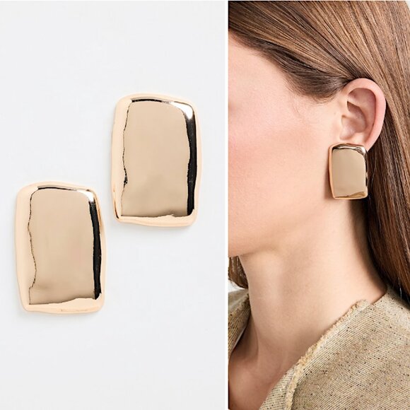 NEW~ Anthropologie Shashi "Anne" Gold Brick Earrings - Picture 1 of 7